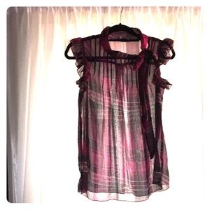 Sheer plaid dress shirt